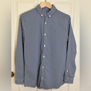 Vineyard Vines Boys Skysail Gingham Performance Cotton Shirt in blue bay